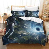 🌕Out-of-This-World Dreams! 🚀 Cartoon Astronaut Bedding Set for Young Space Explorers - ThiGui